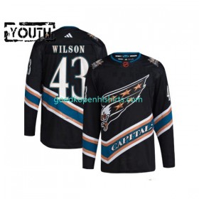 Washington Capitals Tom Wilson 43 Adidas 2022-2023 Reverse Retro Zwart Authentic Shirt - Kinderen